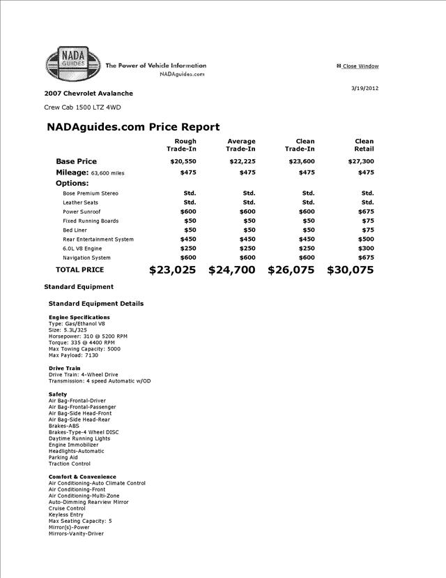 2007 Chevrolet Avalanche SLE SLT WT