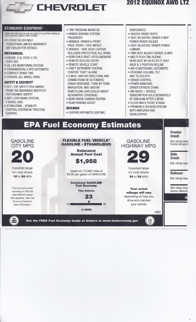 2012 Chevrolet Equinox SLE SLT WT