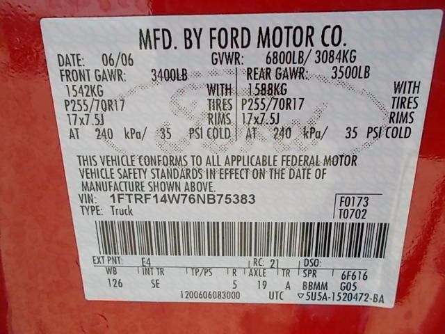 2006 Ford F150 REG CAB 119.