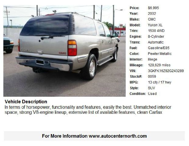 2002 GMC Yukon XL C350 4dr Sdn 3.5L Sport RWD Sedan