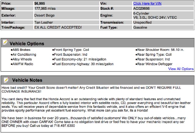 2004 Honda Accord 4dr Sdn V6 RWD W/1sa Sedan