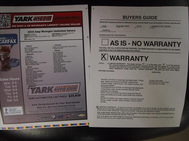 2010 Jeep Wrangler HB Manual SPEC (natl)