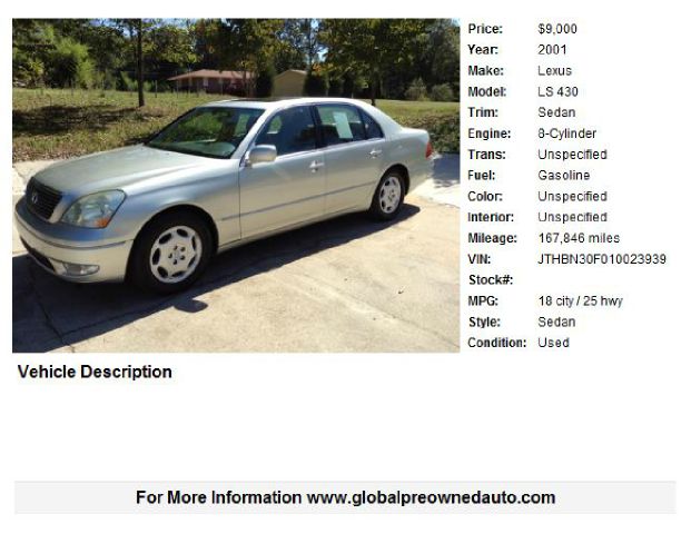 2001 Lexus LS 430 3.5tl W/tech Pkg