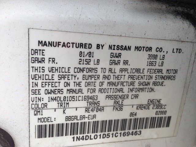 2001 Nissan Altima 6 Speed Transmision